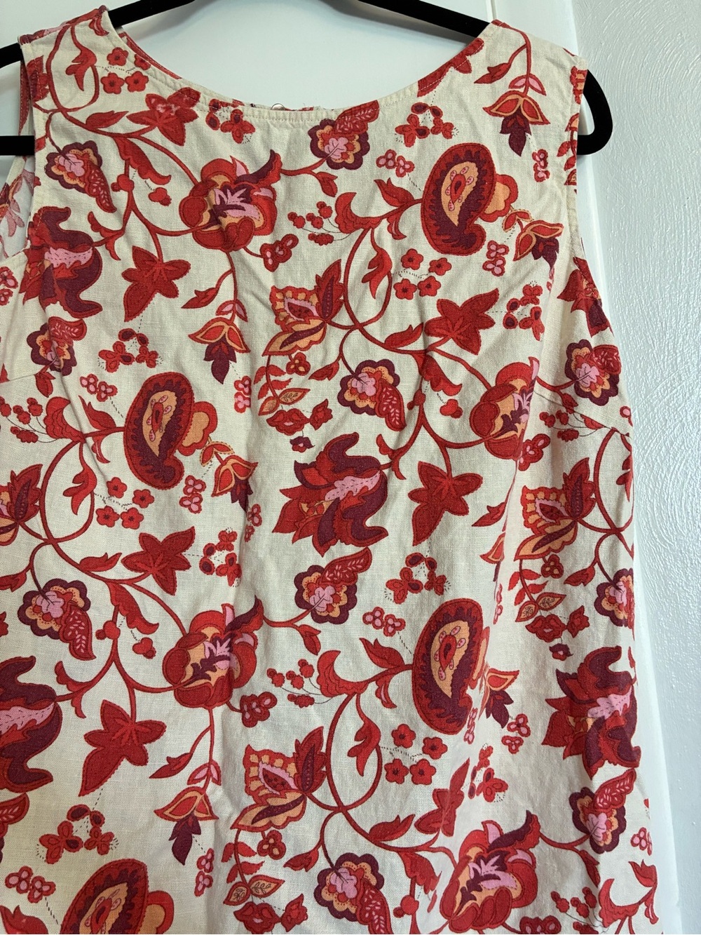 White Stag Strapless Linen Blend Red Floral Summer Dress - Picture 6 of 8